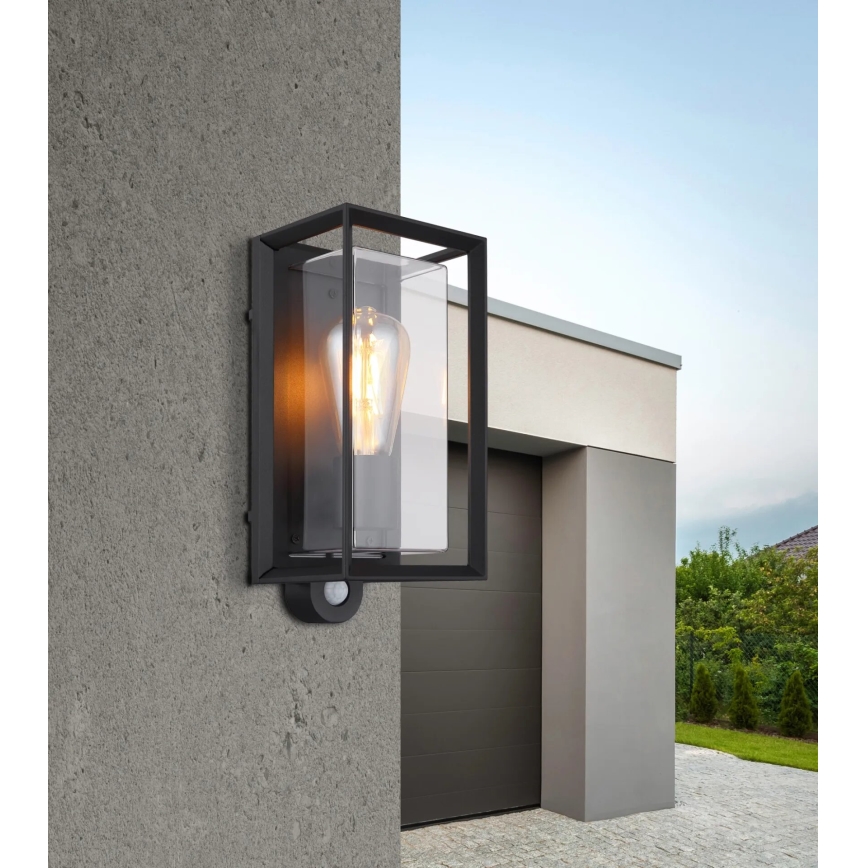 Globo - Venkovní nástěnné svítidlo se senzorem 1xE27/60W/230V IP44 černá