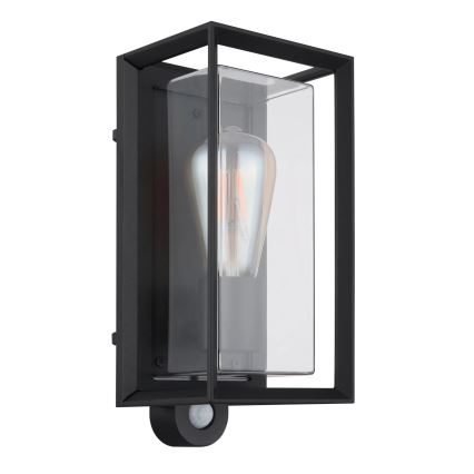 Globo - Venkovní nástěnné svítidlo se senzorem 1xE27/60W/230V IP44 černá