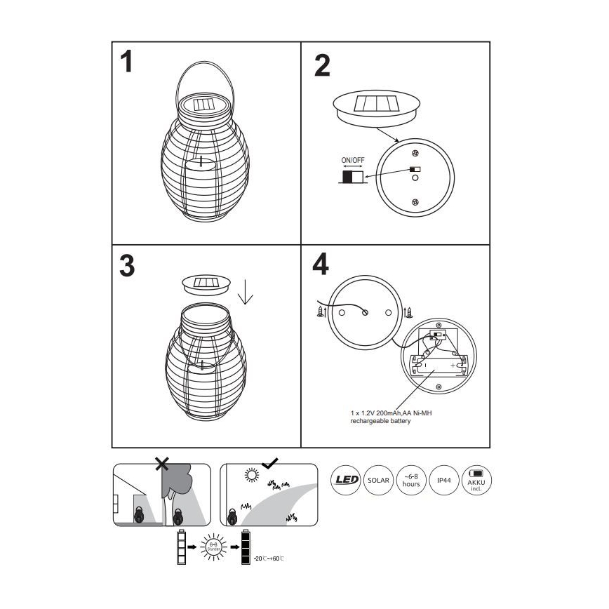 Globo - LED Solární svítidlo LED/0,06W/3,2V IP44 200 mAh ratan