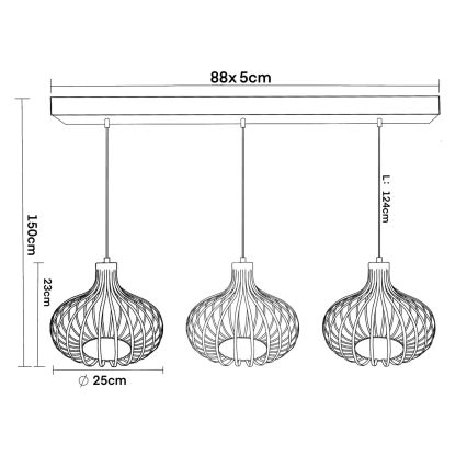 Globo - Lustr na lanku 3xE27/40W/230V béžová