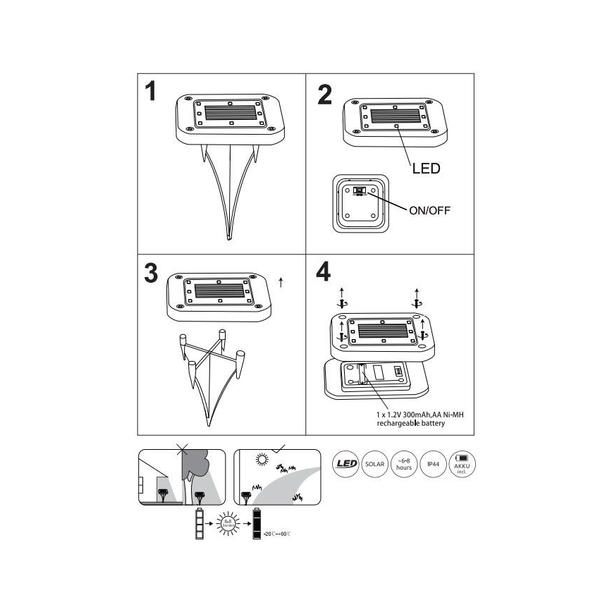 Globo - SADA 2x LED Solární svítidlo LED/0,8W/1,2V IP44 300 mAh