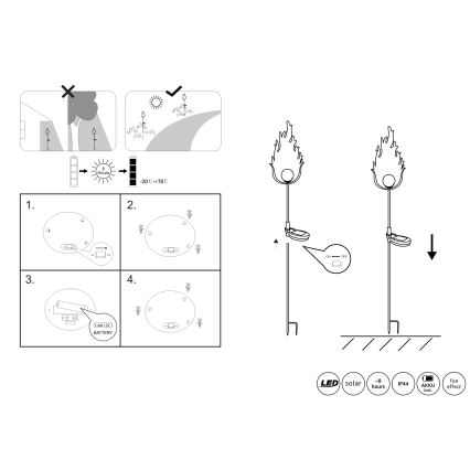 Globo - LED Solární svítidlo LED/0,04W/3V IP44 600 mAh