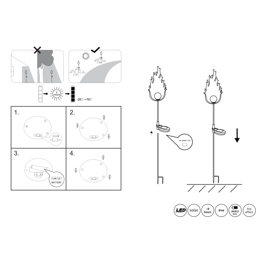 Globo - LED Solární svítidlo LED/0,04W/3V IP44 600 mAh
