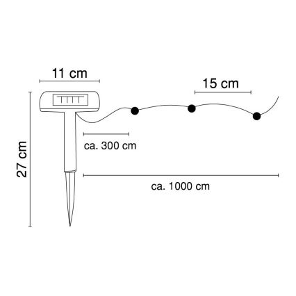 Globo - LED Solární řetěz 10 m 50xLED/2,4V IP44