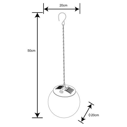 Globo - Solární lustr na řetězu 30xLED/0,06W/1,2V pr. 20 cm IP44