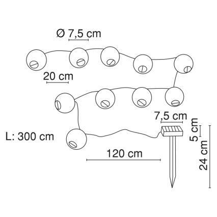 Globo - LED Solární řetěz 10xLED/0,06W/1,2V IP44