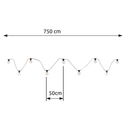 Globo - LED Venkovní dekorační řetěz 10xLED/0,27W/230V 7,5 m IP44 černá