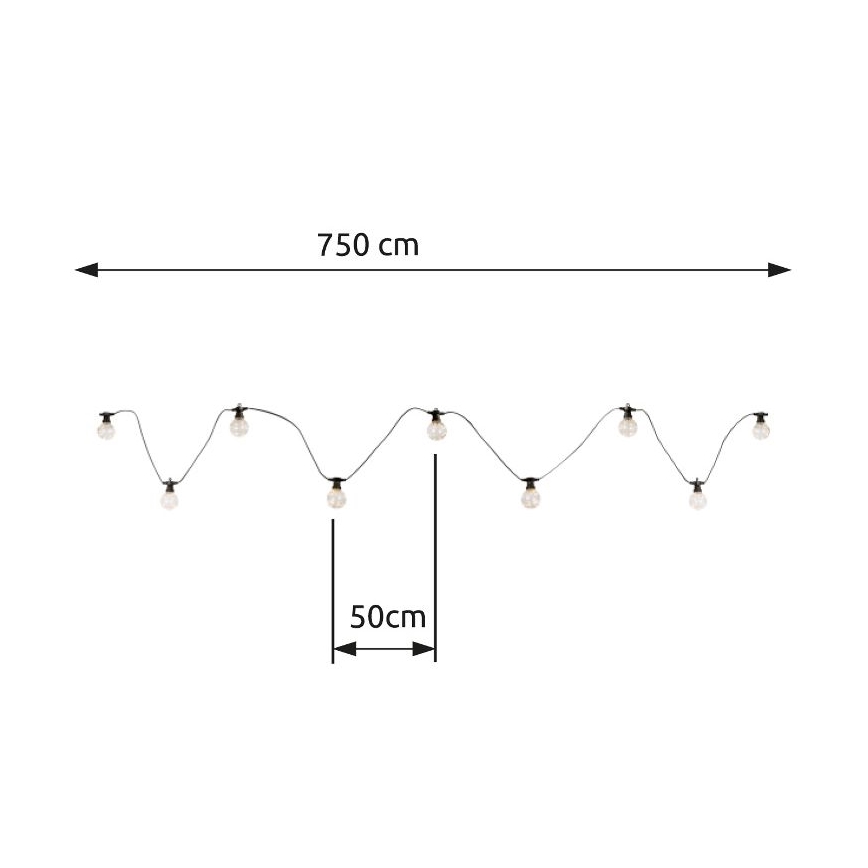 Globo - LED Venkovní dekorační řetěz 10xLED/0,27W/230V 7,5 m IP44 černá
