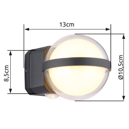 Globo - LED Venkovní nástěnné svítidlo LED/12W/230V IP54 černá