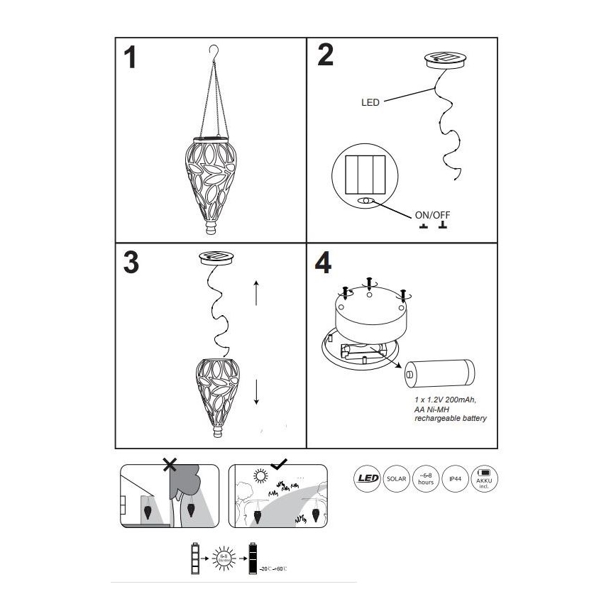Globo - LED Solární svítidlo LED/0,9W/3,2V IP44 200 mAh čirá