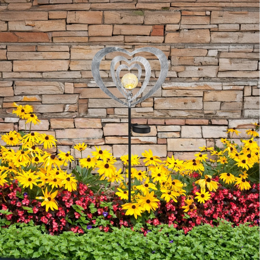 Globo - LED Solární svítidlo LED/3V IP44 300 mAh stříbrné srdce