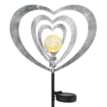 Globo - LED Solární svítidlo LED/3V IP44 300 mAh stříbrné srdce