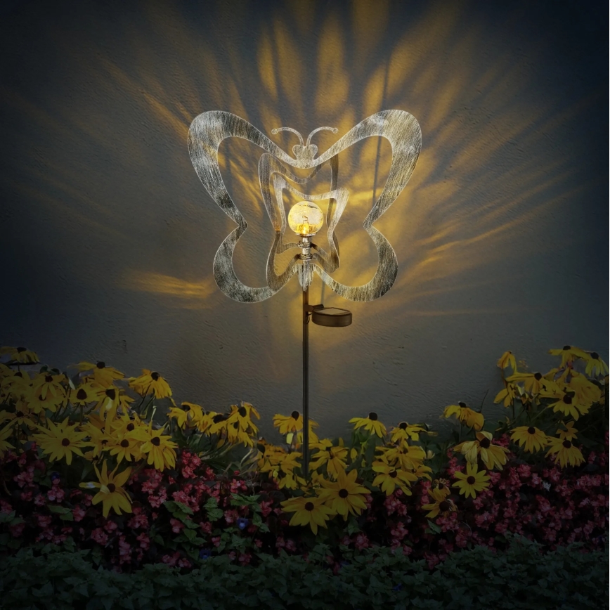 Globo - LED Solární svítidlo LED/3V IP44 300 mAh stříbrný motýl