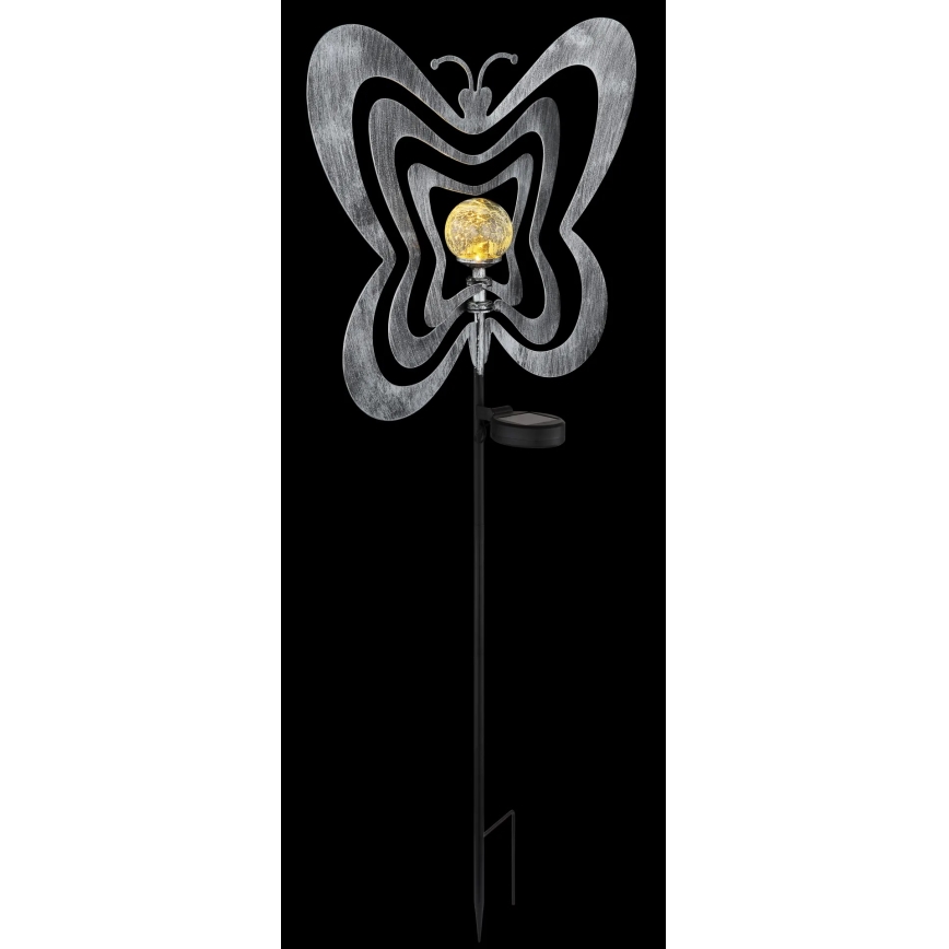 Globo - LED Solární svítidlo LED/3V IP44 300 mAh stříbrný motýl