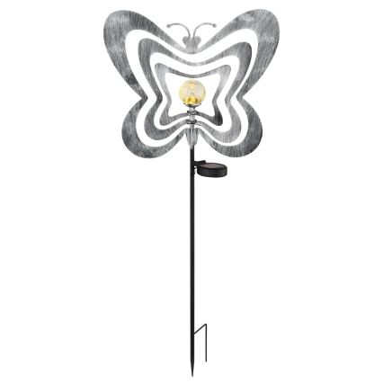 Globo - LED Solární svítidlo LED/3V IP44 300 mAh stříbrný motýl