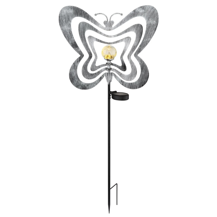 Globo - LED Solární svítidlo LED/3V IP44 300 mAh stříbrný motýl