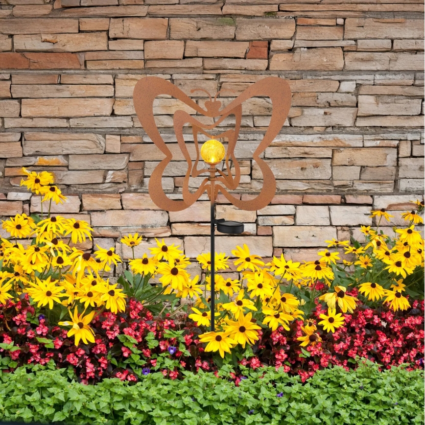 Globo - LED Solární svítidlo LED/3V IP44 300 mAh rezavý motýl