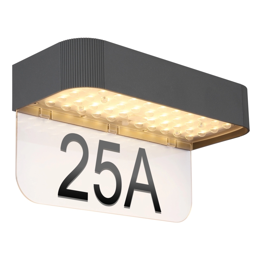 Globo - LED Solární domovní číslo LED/6W/3,7V IP54 1800 mAh