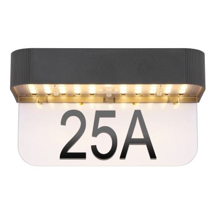 Globo - LED Solární domovní číslo LED/6W/3,7V IP54 1800 mAh