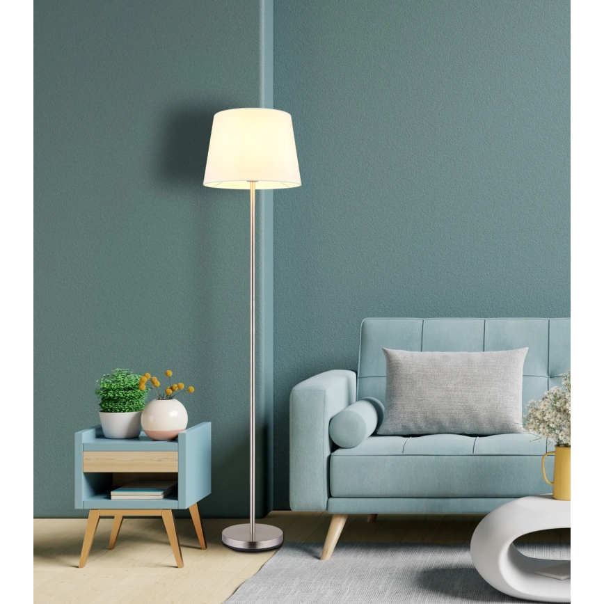 Globo - Stojací lampa 1xE27/40W/230V bílá/matný chrom