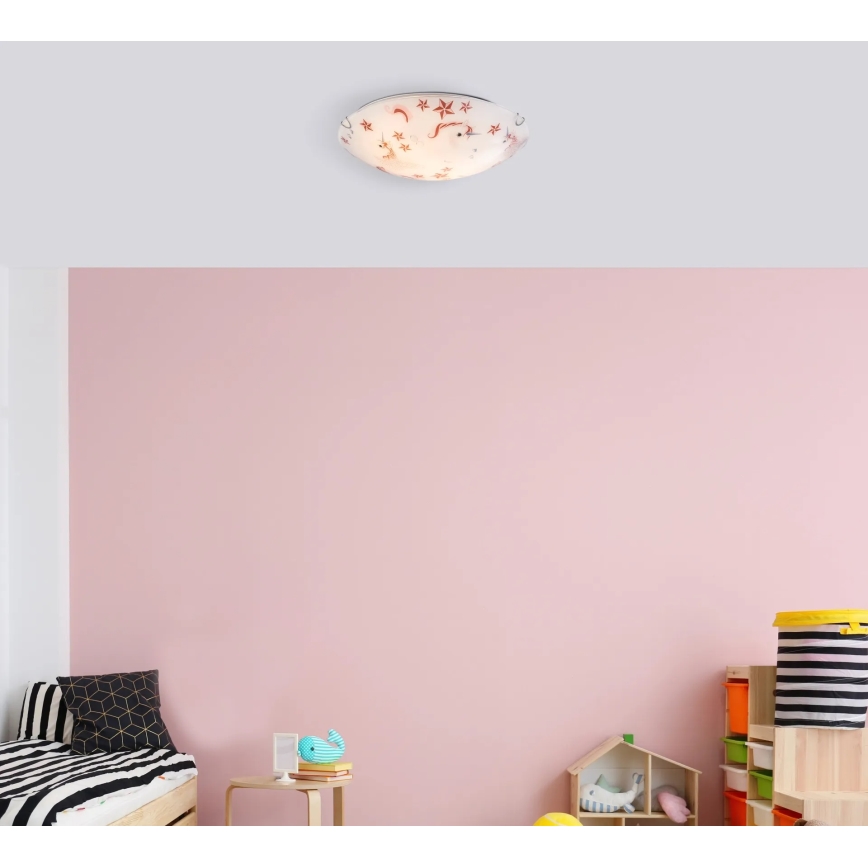 Globo - Dětské stropní svítidlo 2xE27ILLU/60W/230V pr. 40 cm jednorožec