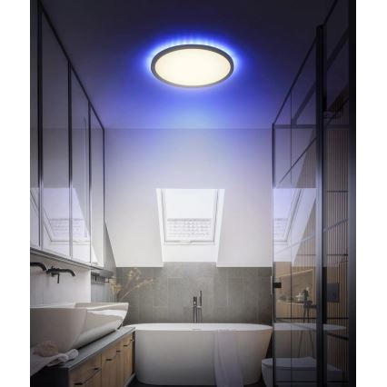 Globo - LED RGB Stmívatelné koupelnové stropní svítidlo LED/18W/230V 3000-6000K + dálkové ovládání IP44 černá