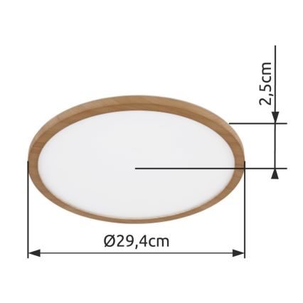 Globo - LED Stmívatelné koupelnové stropní svítidlo LED/18W/230V pr. 29,4 cm IP44 hnědá