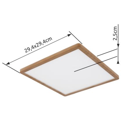 Globo - LED Stmívatelné koupelnové stropní svítidlo LED/18W/230V 29,4x29,4 cm IP44 hnědá