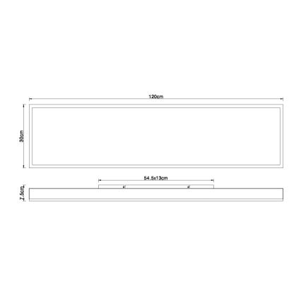 Globo - LED Stmívatelné stropní svítidlo LED/36W/230V 2700-6500K 30x120 cm + dálkové ovládání