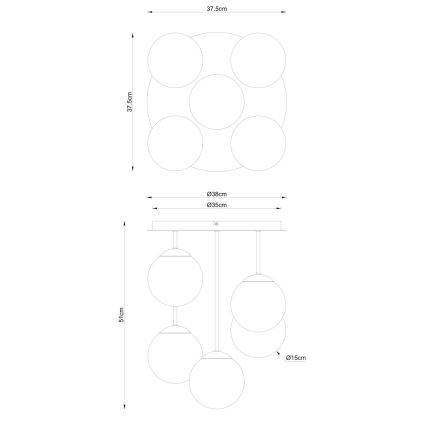 Globo - Přisazený lustr 5xE14/25W/230V černá