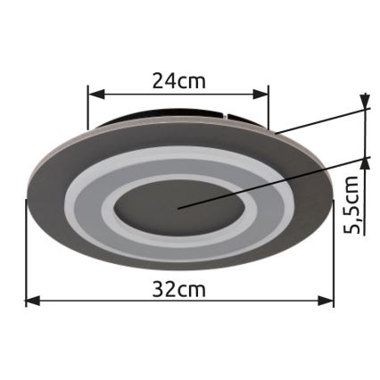Globo - LED Stropní svítidlo LED/24W/230V 3000K pr. 32 cm antracit