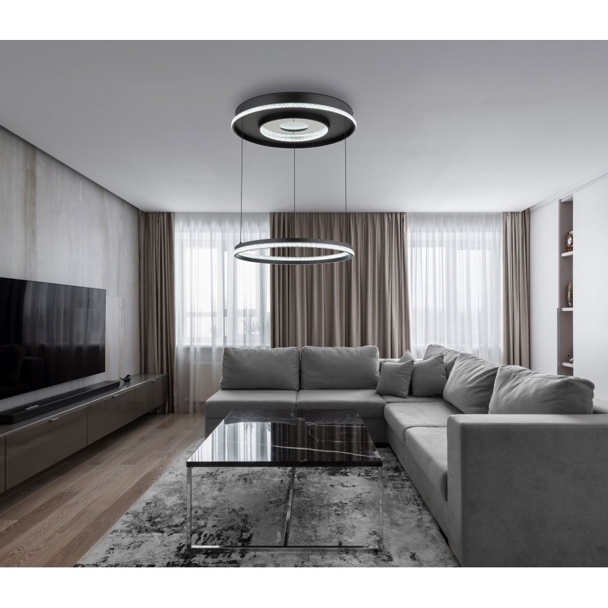 Globo - LED Stmívatelný lustr na lanku LED/54W/230V 2700-6500K pr. 60 cm černá + dálkové ovládání