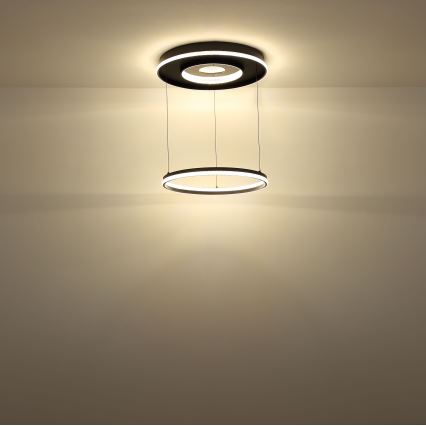 Globo - LED Stmívatelný lustr na lanku LED/54W/230V 2700-6500K pr. 60 cm černá + dálkové ovládání