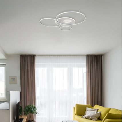 Globo - LED Stmívatelné stropní svítidlo LED/54W/230V 2700-6500K 90x70 cm stříbrná + dálkové ovládání