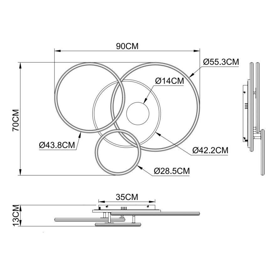 Globo - LED Stmívatelné stropní svítidlo LED/54W/230V 2700-6500K 90x70 cm stříbrná + dálkové ovládání
