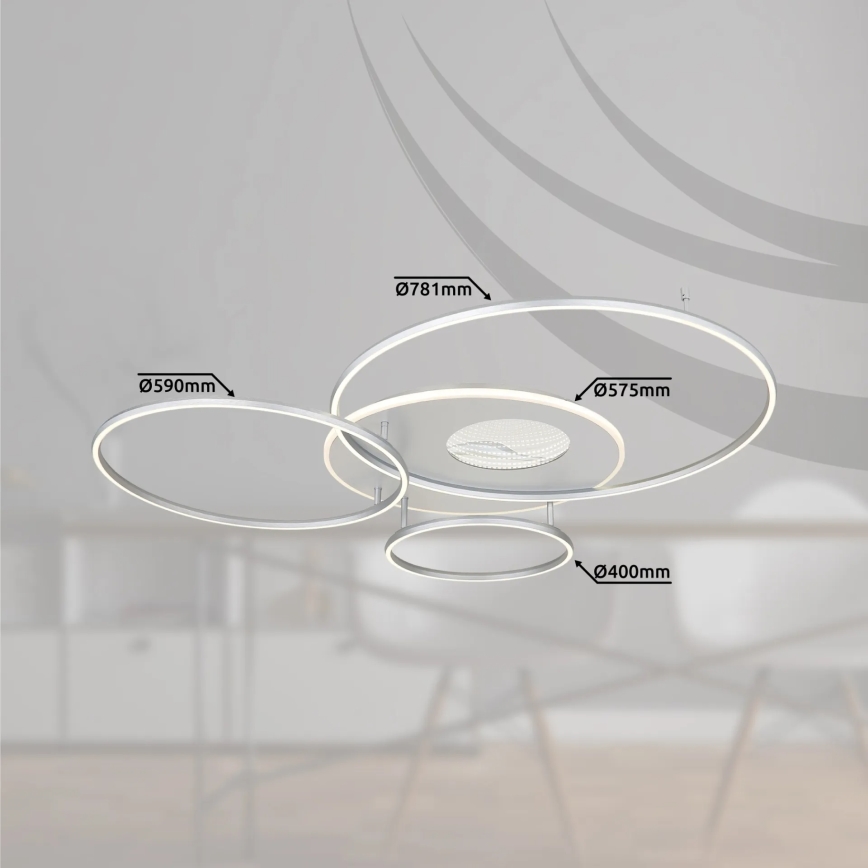 Globo - LED Stmívatelné stropní svítidlo LED/70W/230V 2700-6500K Wi-Fi Tuya matný chrom + dálkové ovládání