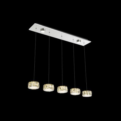 Globo - LED Lustr na lanku LED/52W/230V 4000K lesklý chrom/čirá
