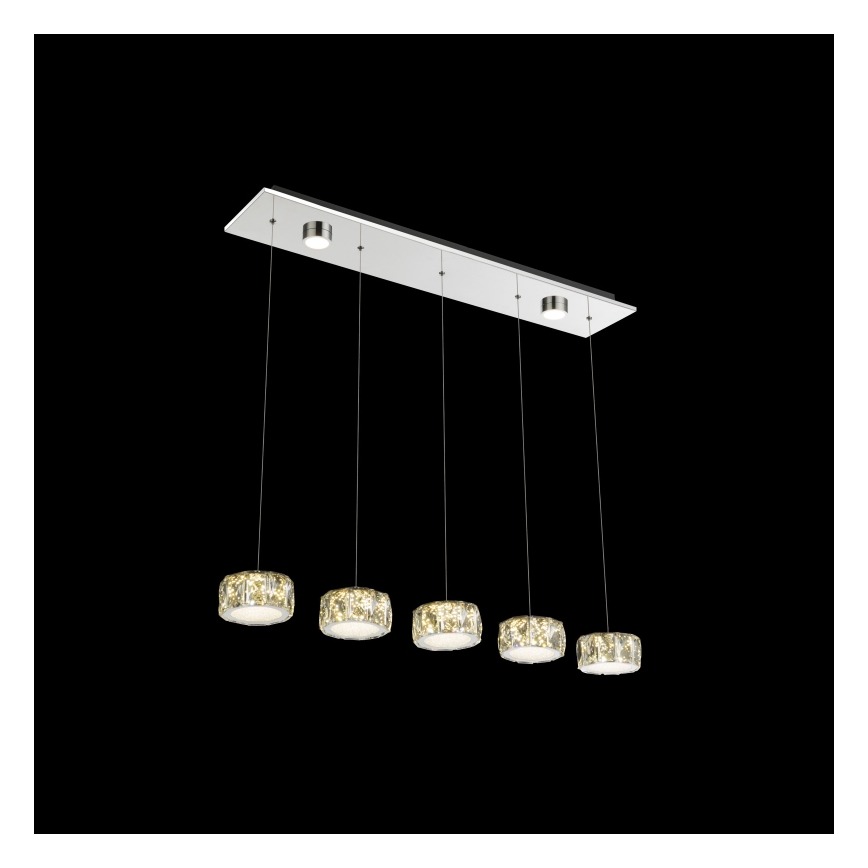 Globo - LED Lustr na lanku LED/52W/230V 4000K lesklý chrom/čirá