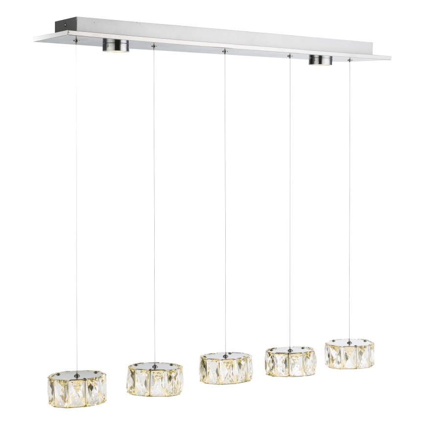Globo - LED Lustr na lanku LED/52W/230V 4000K lesklý chrom/čirá