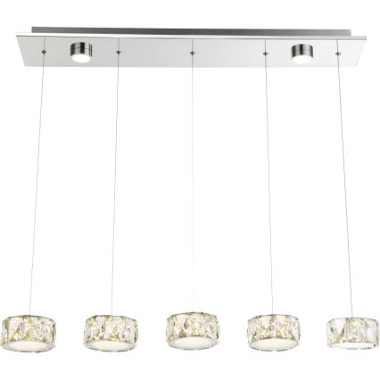 Globo - LED Lustr na lanku LED/52W/230V 4000K lesklý chrom/čirá