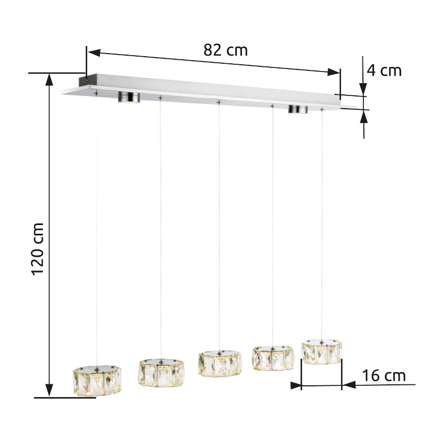 Globo - LED Lustr na lanku LED/52W/230V 4000K lesklý chrom/čirá