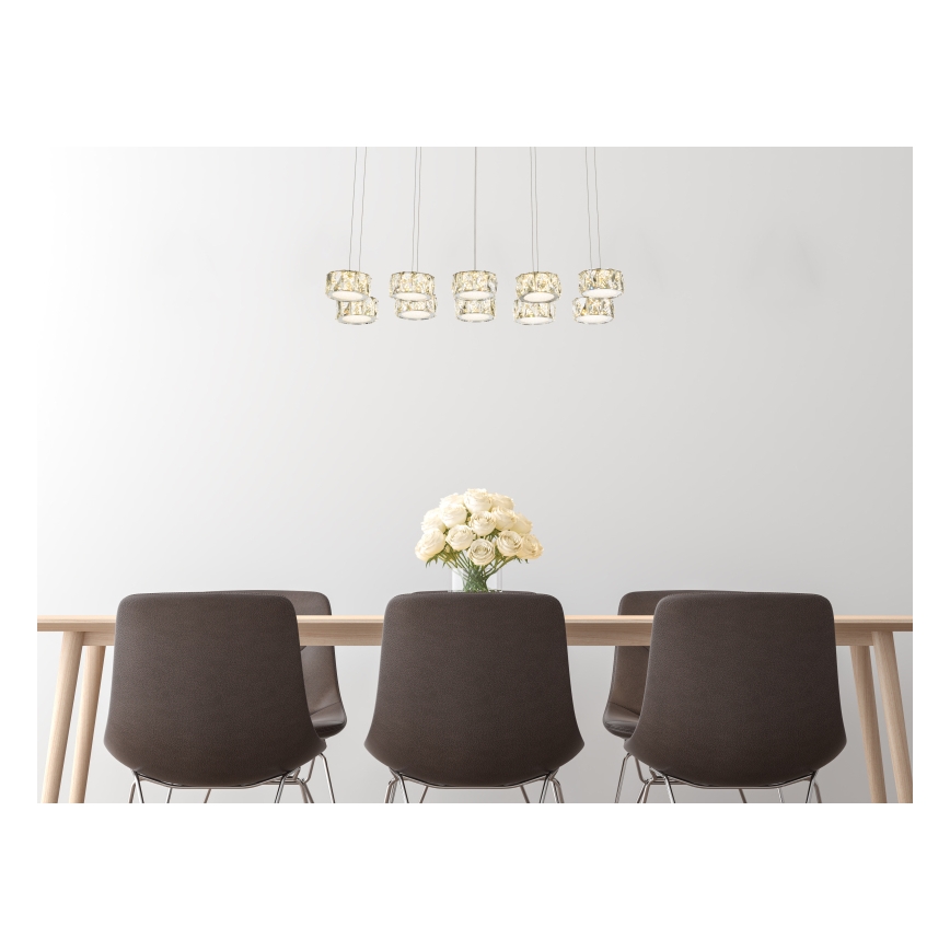 Globo - LED Lustr na lanku LED/92W/230V 4000K lesklý chrom/čirá