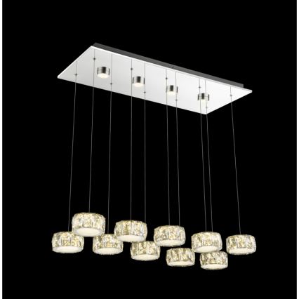 Globo - LED Lustr na lanku LED/92W/230V 4000K lesklý chrom/čirá