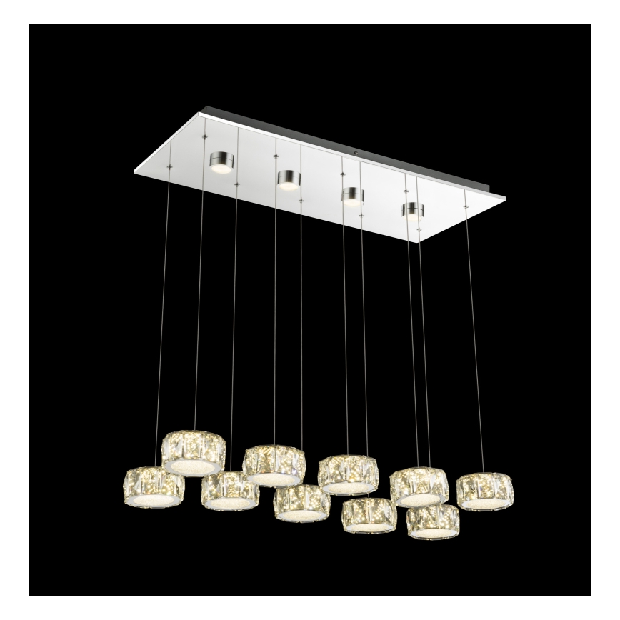 Globo - LED Lustr na lanku LED/92W/230V 4000K lesklý chrom/čirá