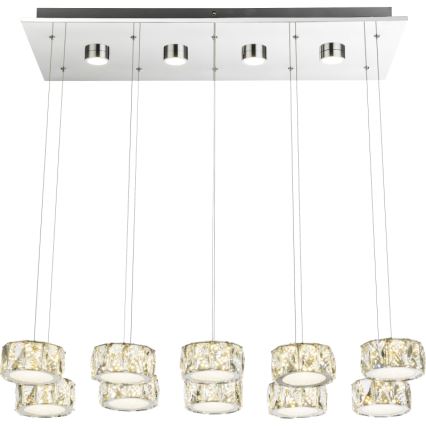 Globo - LED Lustr na lanku LED/92W/230V 4000K lesklý chrom/čirá