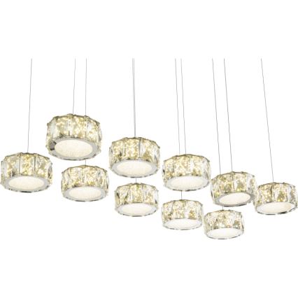 Globo - LED Lustr na lanku LED/92W/230V 4000K lesklý chrom/čirá