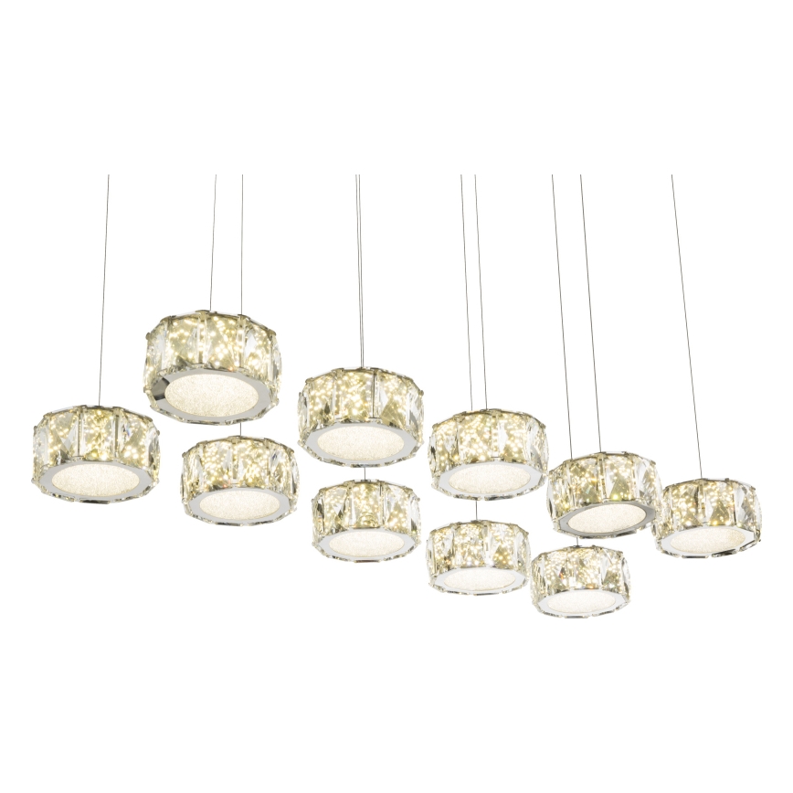 Globo - LED Lustr na lanku LED/92W/230V 4000K lesklý chrom/čirá