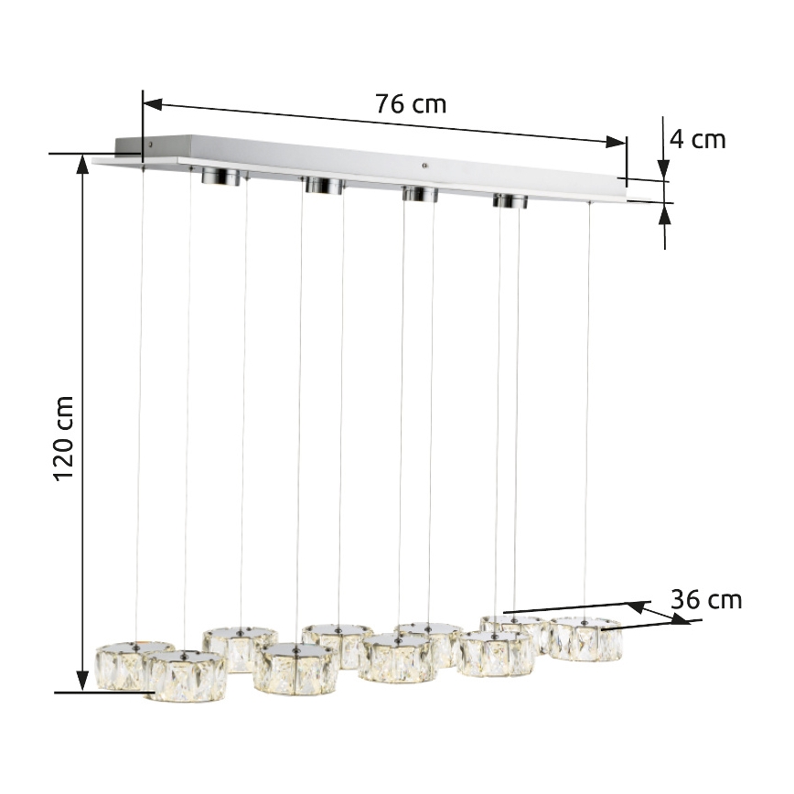 Globo - LED Lustr na lanku LED/92W/230V 4000K lesklý chrom/čirá