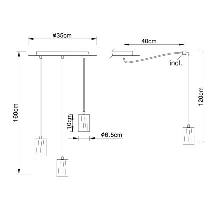 Globo - Lustr na lanku 3xE27/60W/230V pavouk