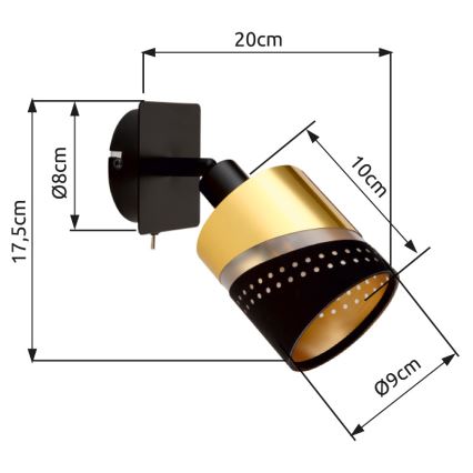 Globo - Nástěnné bodové svítidlo 1xE14/25W/230V černá/zlatá